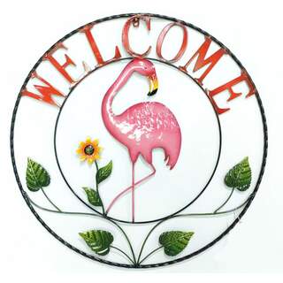 24” Welcome Flamingo Wall Hanger
