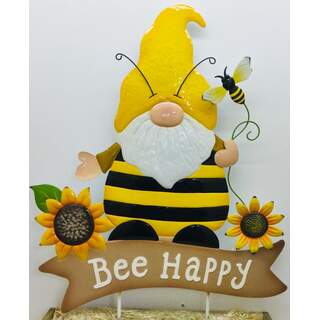 35”x24” Bee Happy Gnome on Two Poles