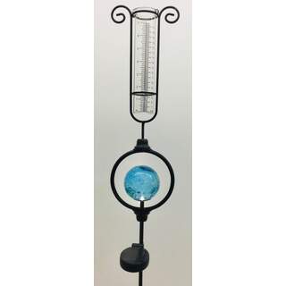 Solar 37”x6” Solar Blue Ball Rain Gauge Stake 
